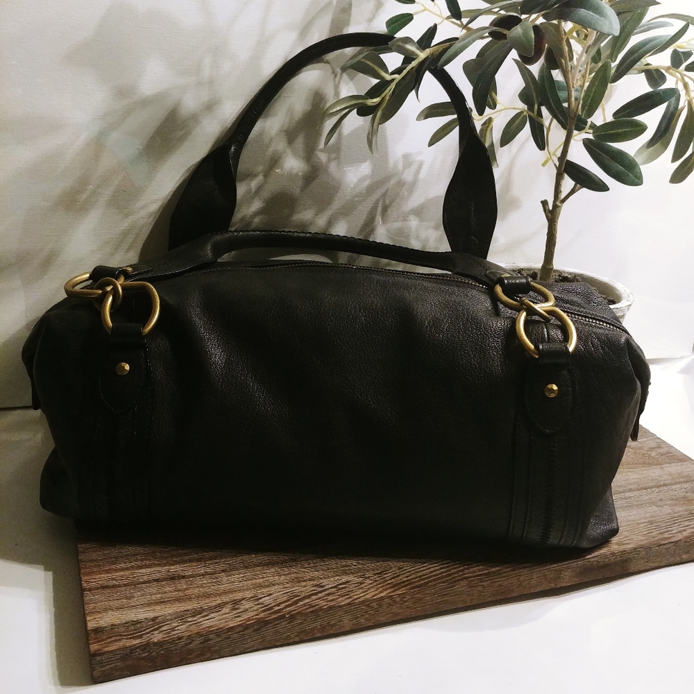 Sigrid Olsen Black Pebbles Leather Satchel Handbag